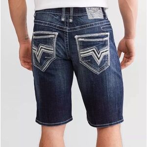 Salvage Anarchy Size 40 x 12 Denim Shorts Relaxed Fit Dark Wash Men's